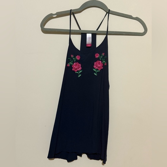 No Boundaries Tops - No boundaries Rose-Embroidered Spaghetti-Strap Cami